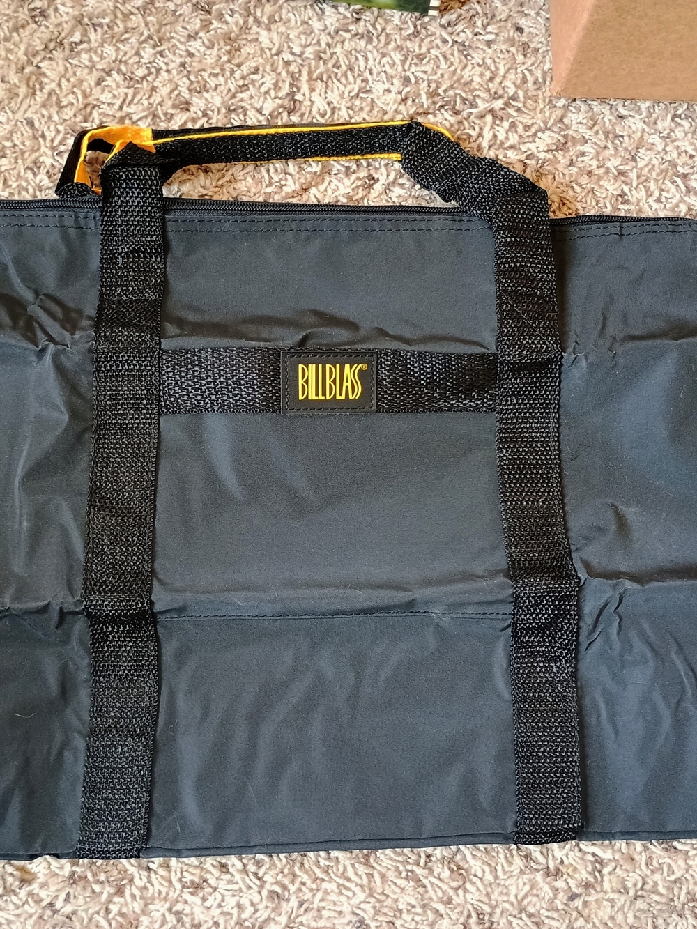 Vintage Bill Glass Black Nylon Tote Bag With Vibrant Yellow Accents